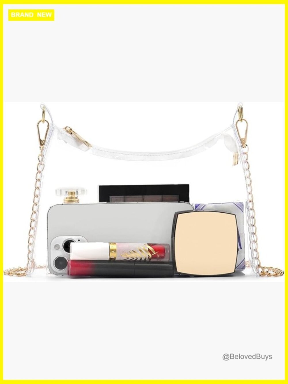 Stadium Approved Clear Shoulder Bag with Chain Strap